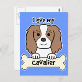 Carte Postale J'Aime Mon Cavalier Roi Charles Spaniel (Devant / Derrière)