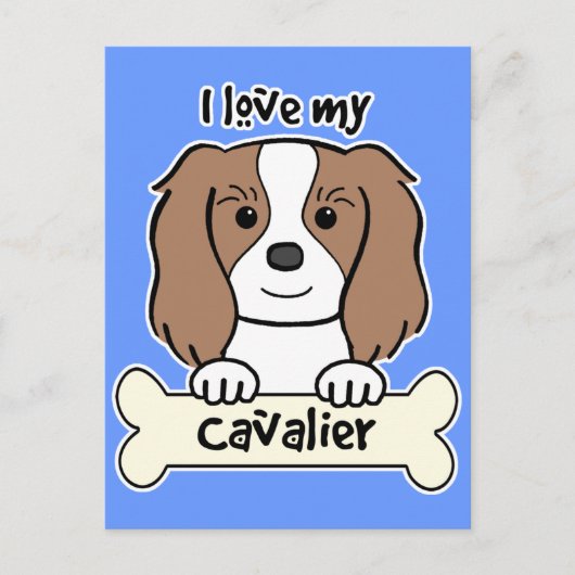 Carte Postale J'Aime Mon Cavalier Roi Charles Spaniel (Devant)