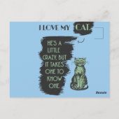 Carte Postale J'aime mon chat (Dos)