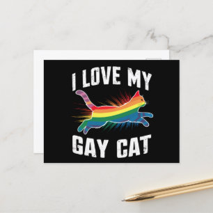 Carte Postale J'Aime Mon Chat Gay Funny Rainbow Pride Lgbt
