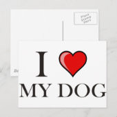Carte Postale J'aime mon chien (Devant / Derrière)