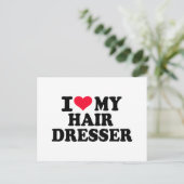 Carte Postale J'aime mon coiffeur (Debout devant)