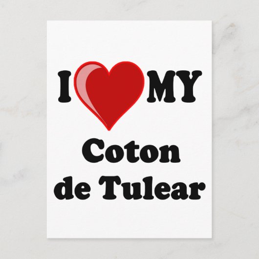 Carte Postale J'Aime Mon Coton De Tulear Dog (Devant)