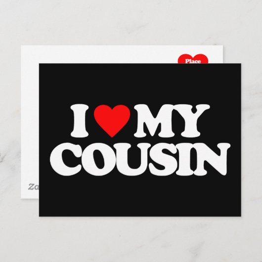 CARTE POSTALE J'AIME MON COUSIN (Devant / Derrière)