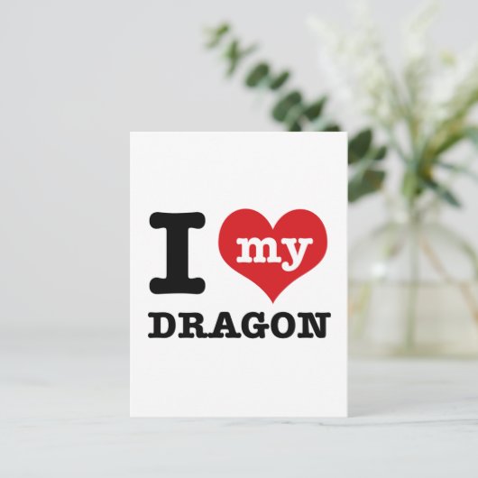 Carte Postale J'aime mon dragon (Debout devant)