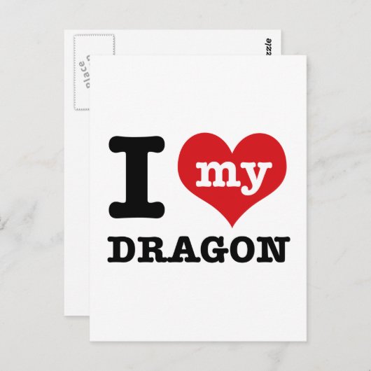 Carte Postale J'aime mon dragon (Devant / Derrière)