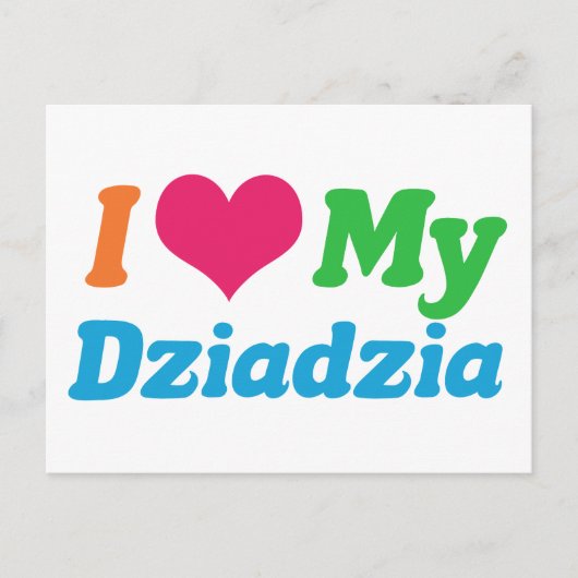 Carte Postale J'Aime Mon Dziadzia (Devant)
