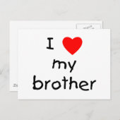 Carte Postale J'Aime Mon Frère (Devant / Derrière)