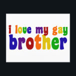 Carte Postale J'Aime Mon Frère Gay<br><div class="desc">Soutenez votre frère gay avec cette carte postale arc-en-ciel pour une soeur solidaire. Ayez de la fierté pour votre famille. J'Aime Ma Carte Postale Gay Brother.</div>