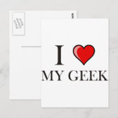 Carte Postale J'aime mon Geek (Devant / Derrière)