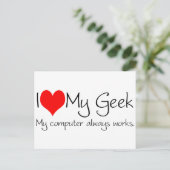 Carte Postale J'aime mon geek (Debout devant)