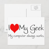 Carte Postale J'aime mon geek (Devant / Derrière)