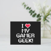 Carte Postale J'aime mon Geek gamer (Debout devant)