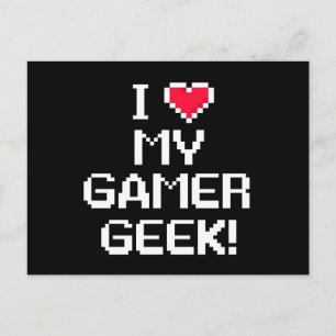 Carte Postale J'aime mon Geek gamer