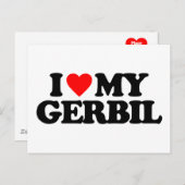 CARTE POSTALE J'AIME MON GERBIL (Devant / Derrière)