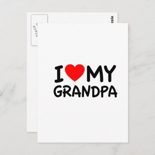 Carte Postale J'aime mon grand-père (Devant / Derrière)