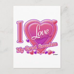 Carte Postale J'aime mon grands rose de grand-maman/pourpre -