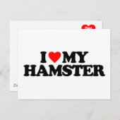 CARTE POSTALE J'AIME MON HAMSTER (Devant / Derrière)