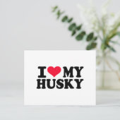 Carte Postale J'aime mon Husky (Debout devant)