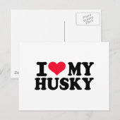 Carte Postale J'aime mon Husky (Devant / Derrière)