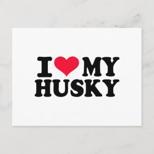 Carte Postale J'aime mon Husky