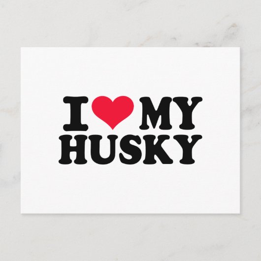 Carte Postale J'aime mon Husky (Devant)