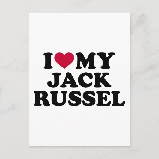 Carte Postale J'aime mon Jack Russel (Devant)