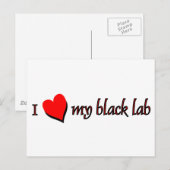 Carte Postale J'aime mon Labrador noir (Devant / Derrière)