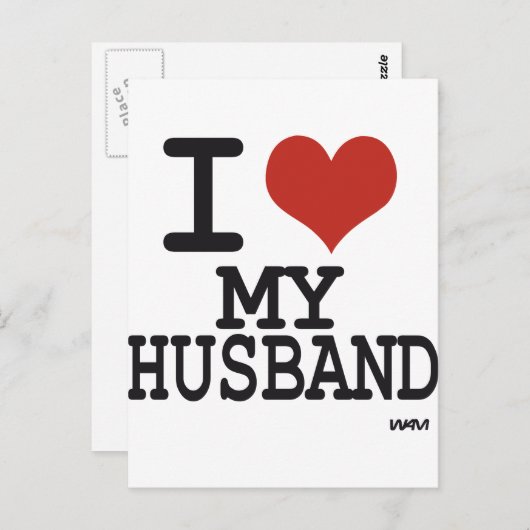 Carte Postale J'aime mon mari (Devant / Derrière)