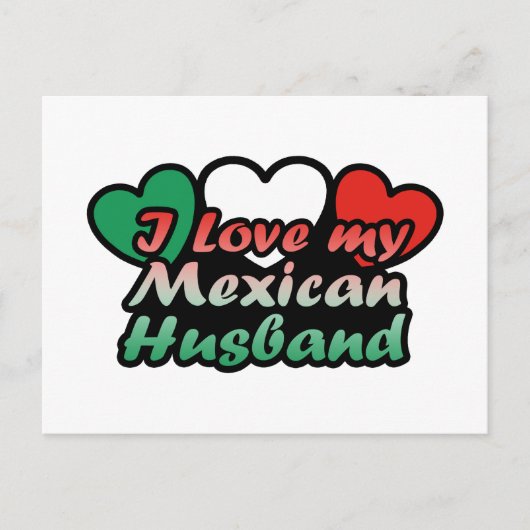 Carte Postale J'Aime Mon Mari Mexicain (Devant)