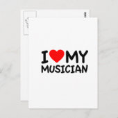 Carte Postale J'aime mon musicien (Devant / Derrière)