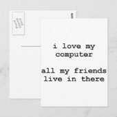 Carte Postale j'aime mon ordinateur (Devant / Derrière)