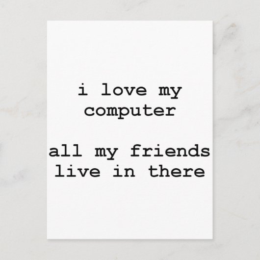 Carte Postale j'aime mon ordinateur (Devant)
