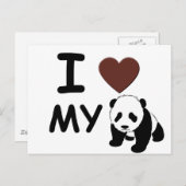 CARTE POSTALE J'AIME MON PANDA BEAR (Devant / Derrière)