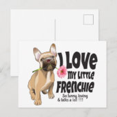 Carte Postale J'aime mon petit Français - French bulldog (Devant / Derrière)