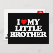 CARTE POSTALE J'AIME MON PETIT FRÈRE (Devant / Derrière)