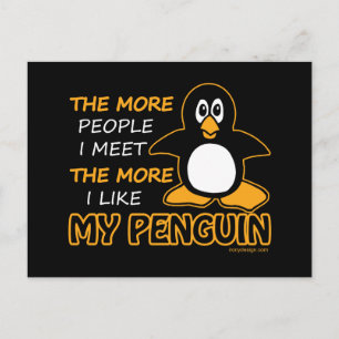 Carte Postale J'Aime Mon Pingouin