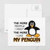 Carte Postale J'Aime Mon Pingouin (Devant / Derrière)
