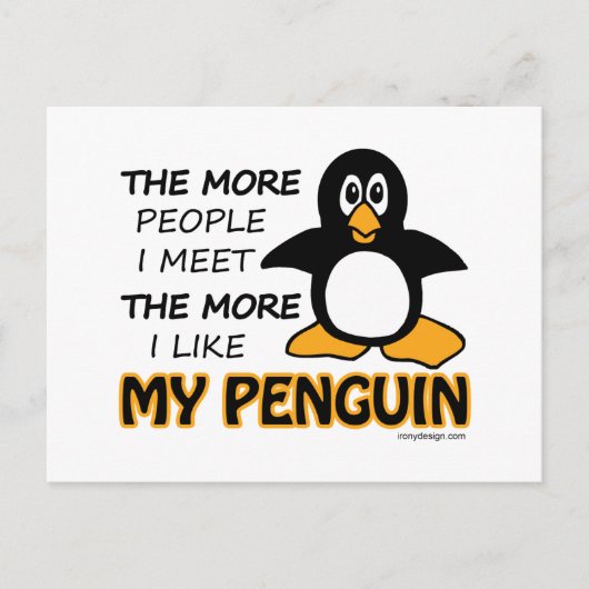 Carte Postale J'Aime Mon Pingouin (Devant)