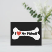 Carte Postale J'Aime Mon Pitbull - Os De Chien (Debout devant)