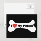 Carte Postale J'Aime Mon Pitbull - Os De Chien (Devant / Derrière)