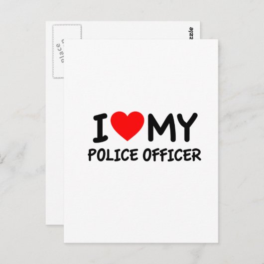 Carte Postale J'aime mon policier (Devant / Derrière)