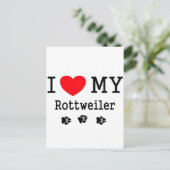 Carte Postale J'aime mon Rottweiler (Debout devant)