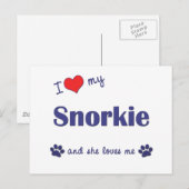 Carte Postale J'Aime Mon Snorkie (Chien Féminin) (Devant / Derrière)