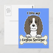 Carte Postale J'Aime Mon Springer Anglais (Devant / Derrière)