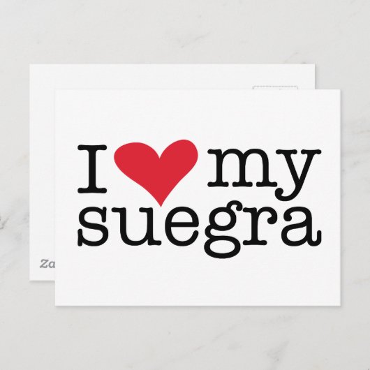 Carte Postale J'Aime Mon Suegra (Mère En Droit) (Devant / Derrière)