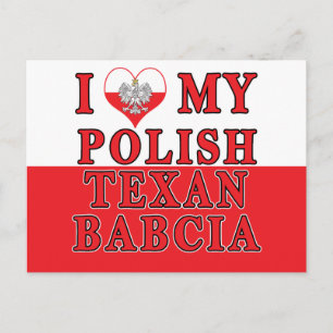 Carte Postale J'Aime Mon Texan Polonais Babcia