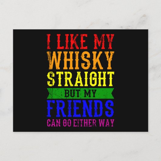 Carte Postale J'AIME MON WHISKY SEC Mois de la fierté LGBT LGBTQ (Devant)