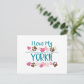 Carte Postale J'Aime Mon Yorkie (Debout devant)