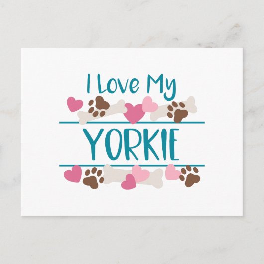 Carte Postale J'Aime Mon Yorkie (Devant)